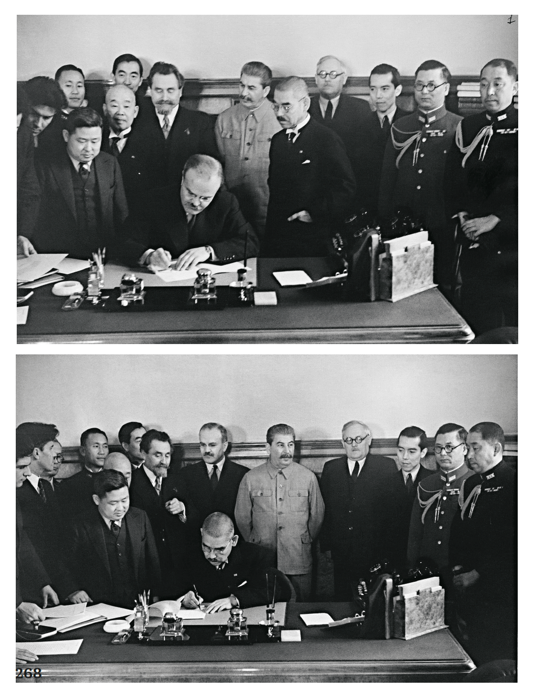 Нарком иностранных дел СССР В. М. Молотов и министр иностранных дел Японии Ё. Мацуока подписывают пакт о нейтралитете между СССР и Японией 1298785717250710277126